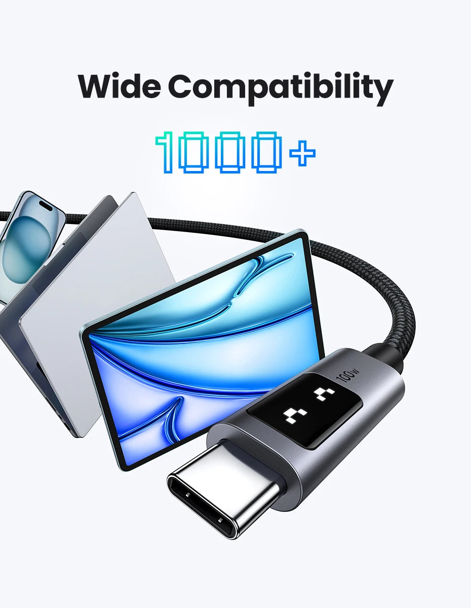 UGREEN UNO PD100W Fast Charge USB C Cable for iPhone 17 16 15 Type C to Type C Data Cord for Samsung Xiaomi MacBook Charge Cable