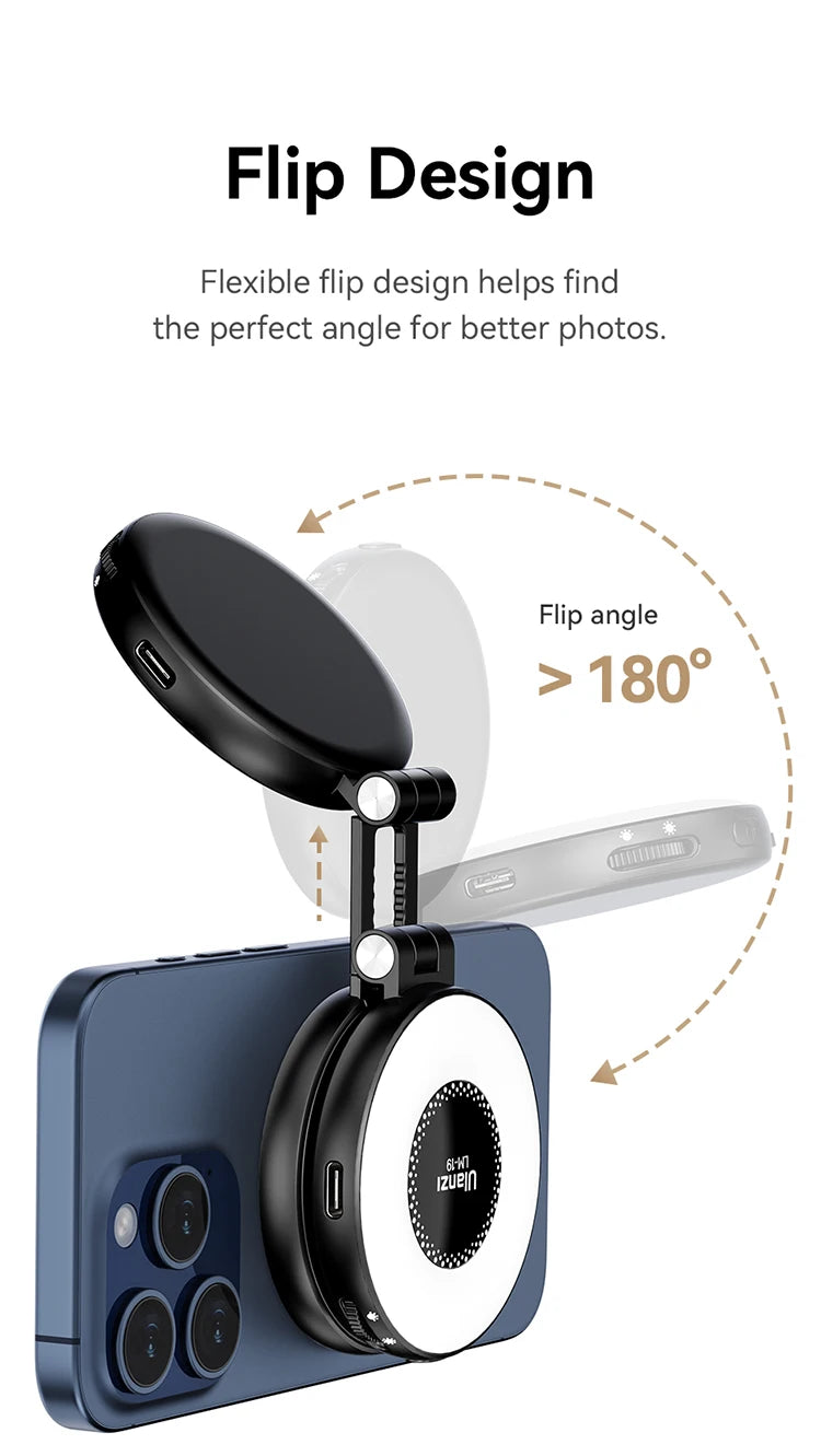 Ulanzi MA35 Selfie HandGrip Booster Bluetooth Shutter for iPhone 16 15 Android phone Photo Stabilizer Cold Shoe 1/4" Screw Mount