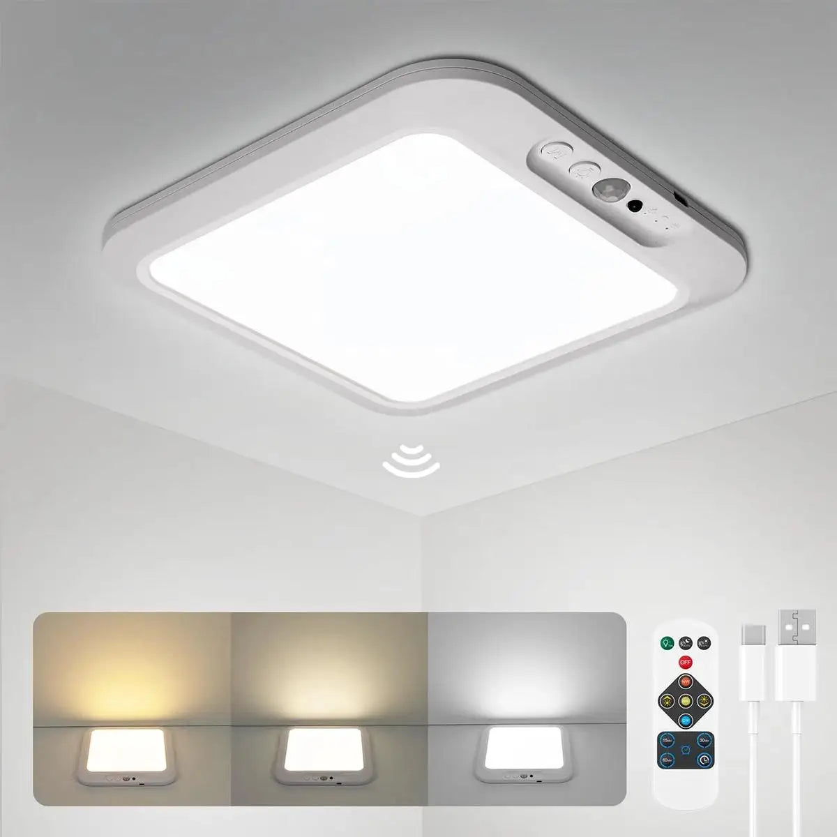 Wireless Motion Sensor LED Ceiling Light – Remote & Timer