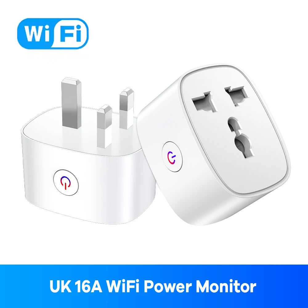 2-16A Smart Plug EU UK US Energy Monitor WiFi Socket Remote Control Timer Alexa Google Home for Electrical Socket Accessories