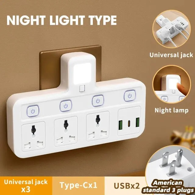 1-EU UK Plug Universal Outlet Power Strip Multitap AC Separate Control Wall Socket With USB Fast Charge Multiprise Plug Adapter