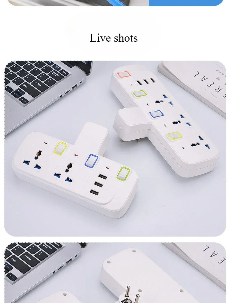 1-UK EU US Plug Multicontact Electrical Socket with 3 USB Ports Wireless Wall Power Strip Universal Outlets Converter Adapter