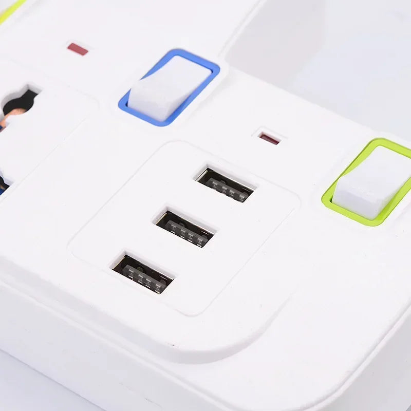 1-UK EU US Plug Multicontact Electrical Socket with 3 USB Ports Wireless Wall Power Strip Universal Outlets Converter Adapter