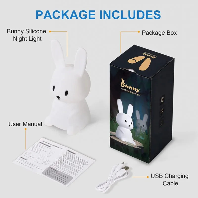 LED Night Light – Silicone Rabbit Touch Sensor Lamp