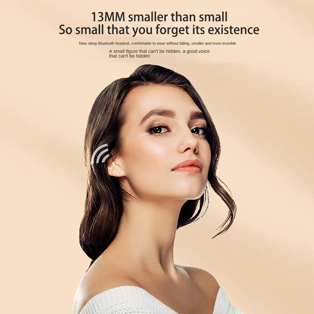 Invisible Earphones Mini Headphones V5.2 Bluetooth TWS In-Ear Earbuds Noise Reduction Wireless Sleep In-Ear Earbuds With Micr