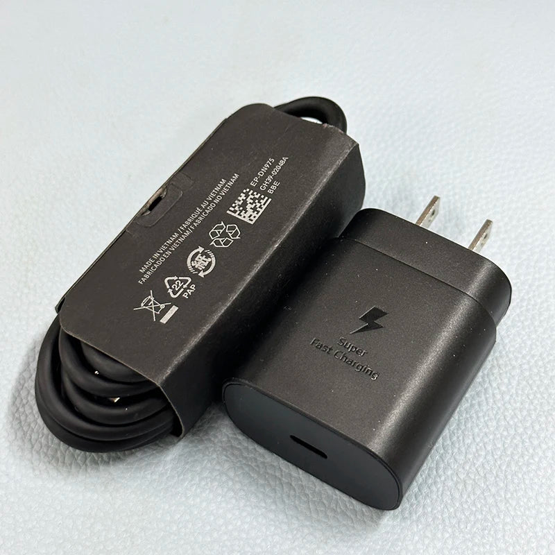 Original Samsung 25w Super Fast Charger PD Type C EU US Adapter Galaxy S25 S24 S23 S22 A56 A55 A26 A05s A54 A16 Z Fold Z Flip 6