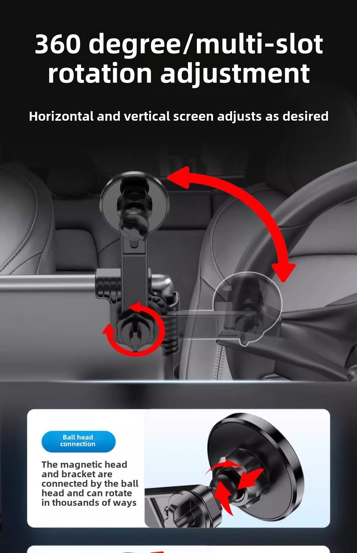 Magnetic Car Phone Holder for Tesla Model 3/Y/X/S Car Display Screen Side 360 Degree Rotation Car Mount for IPhone 12 13 14 15