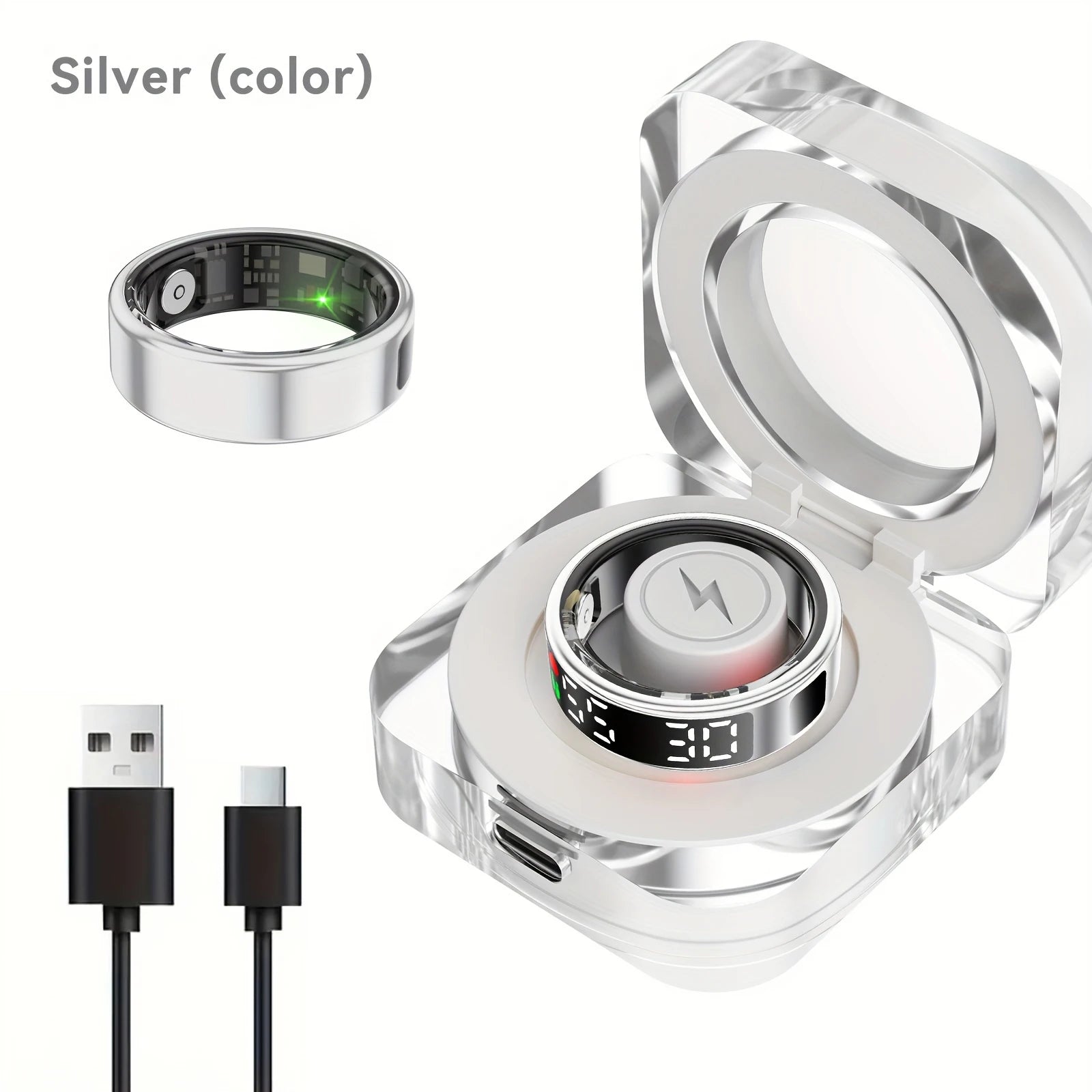 Smart ring, multiple sports modes, sleep tracking, step counting, remote photography, unisex, sports ring with charging box