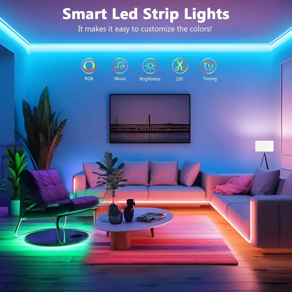 5m10m20m30m LED strip lamp music synchronization RGB Led strip lamp is used for indoor decoration of room and family party, and