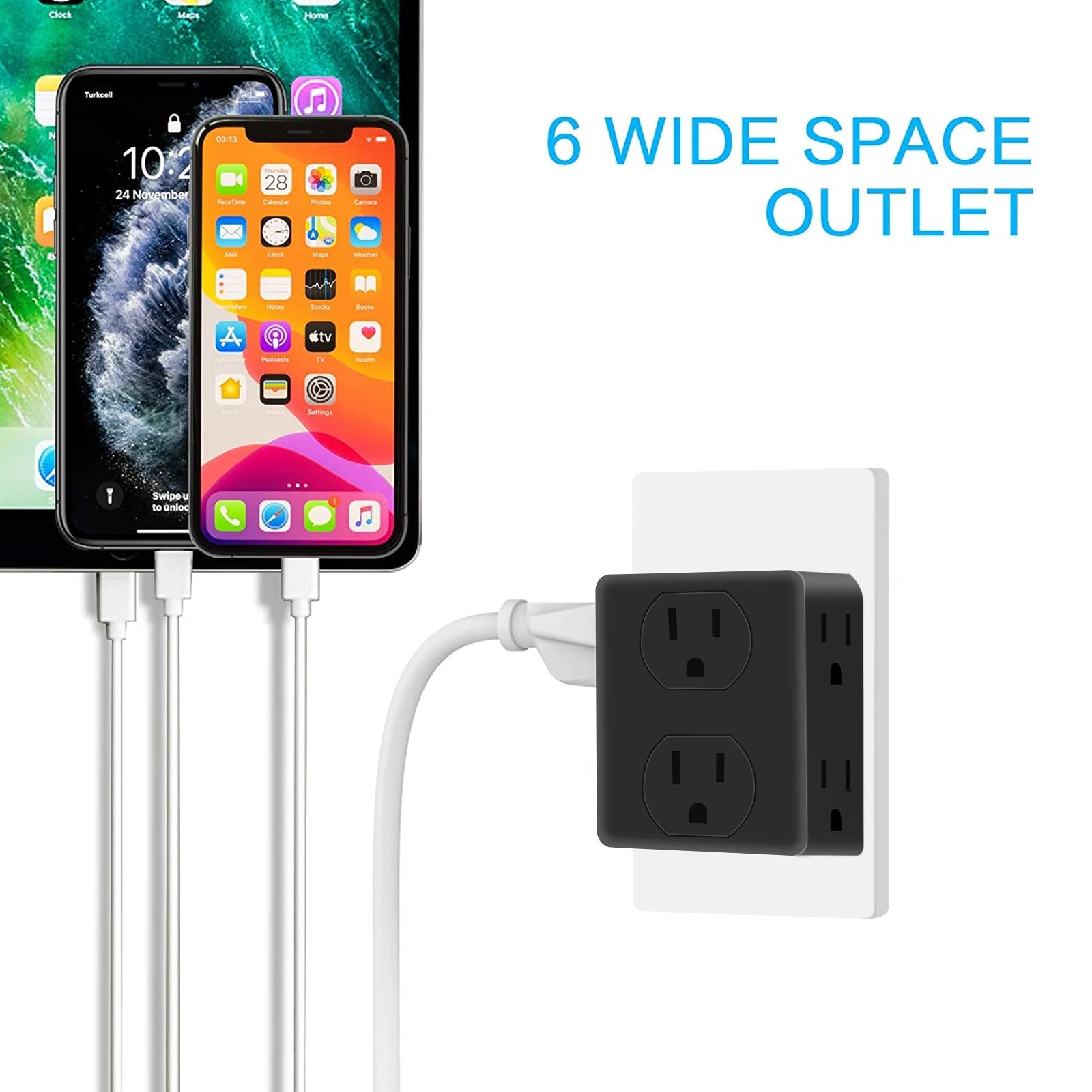1-6-Outlet Wall Plug Extender with USB & Surge Protection | LenxPlugs