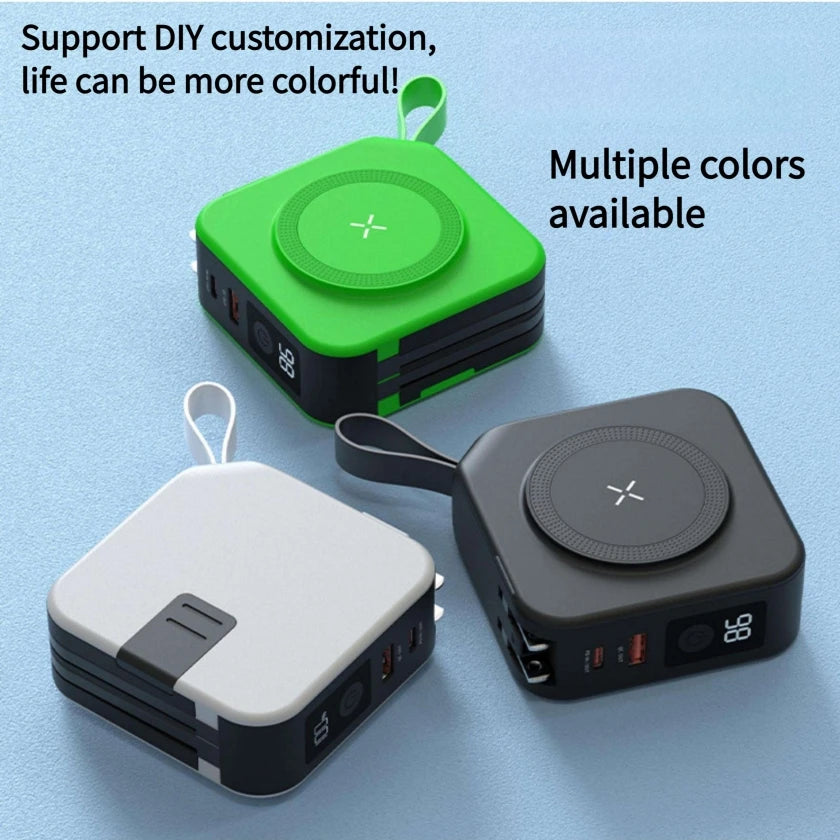 Magnetic wireless charging bank comes with cable and plug PD22.5W 10000mAh compact and portable charger iphone 14 mini powerful