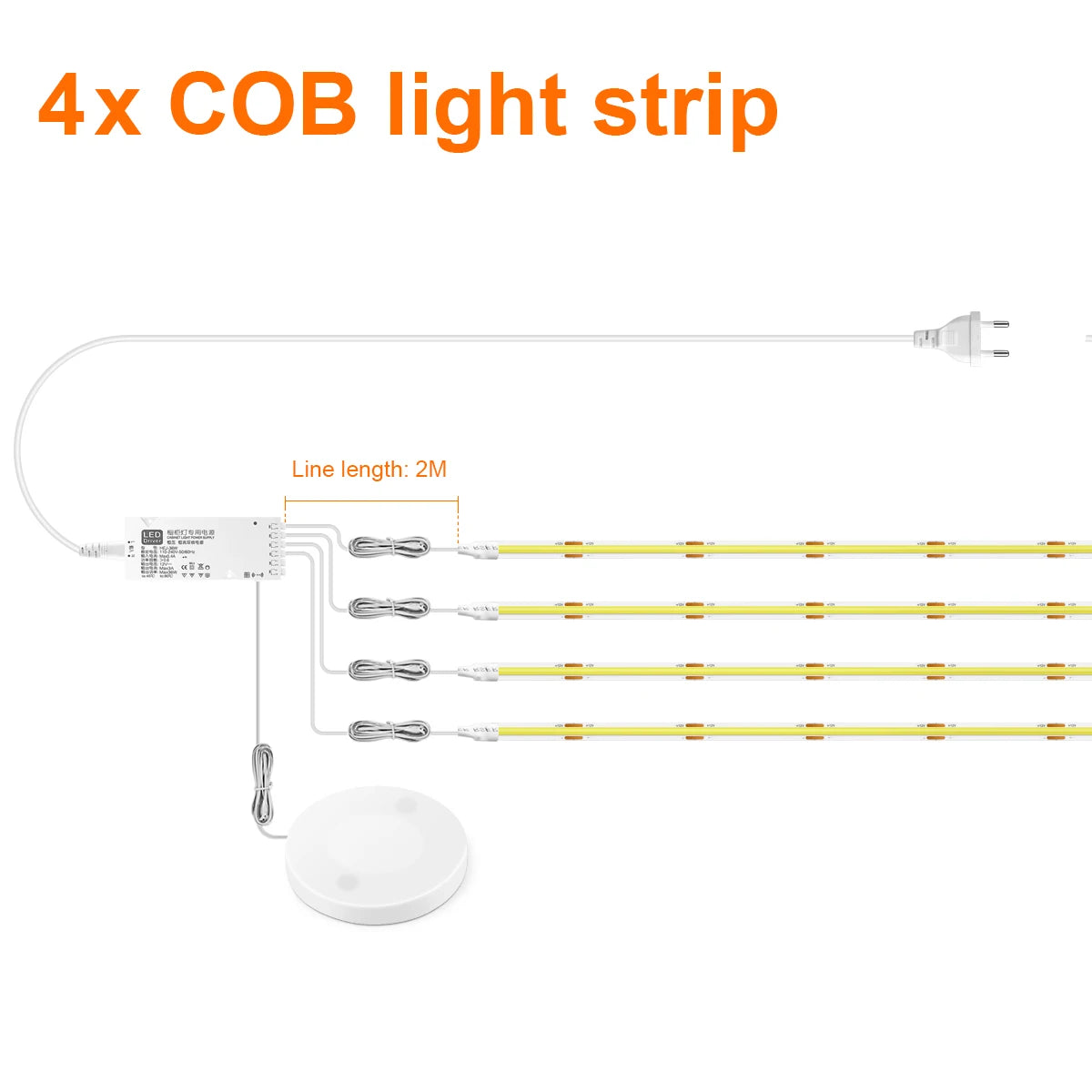 Under-Cabinet COB LED Strip Light (Touch-Sensor Dimmable)