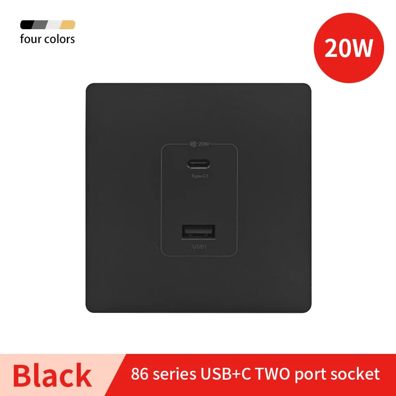 Herepow Wall Power Socket With Dual USB Typec Four Port Fast Charging Interface 20W 3A 220V Smart Home Appliance Plug Adapter