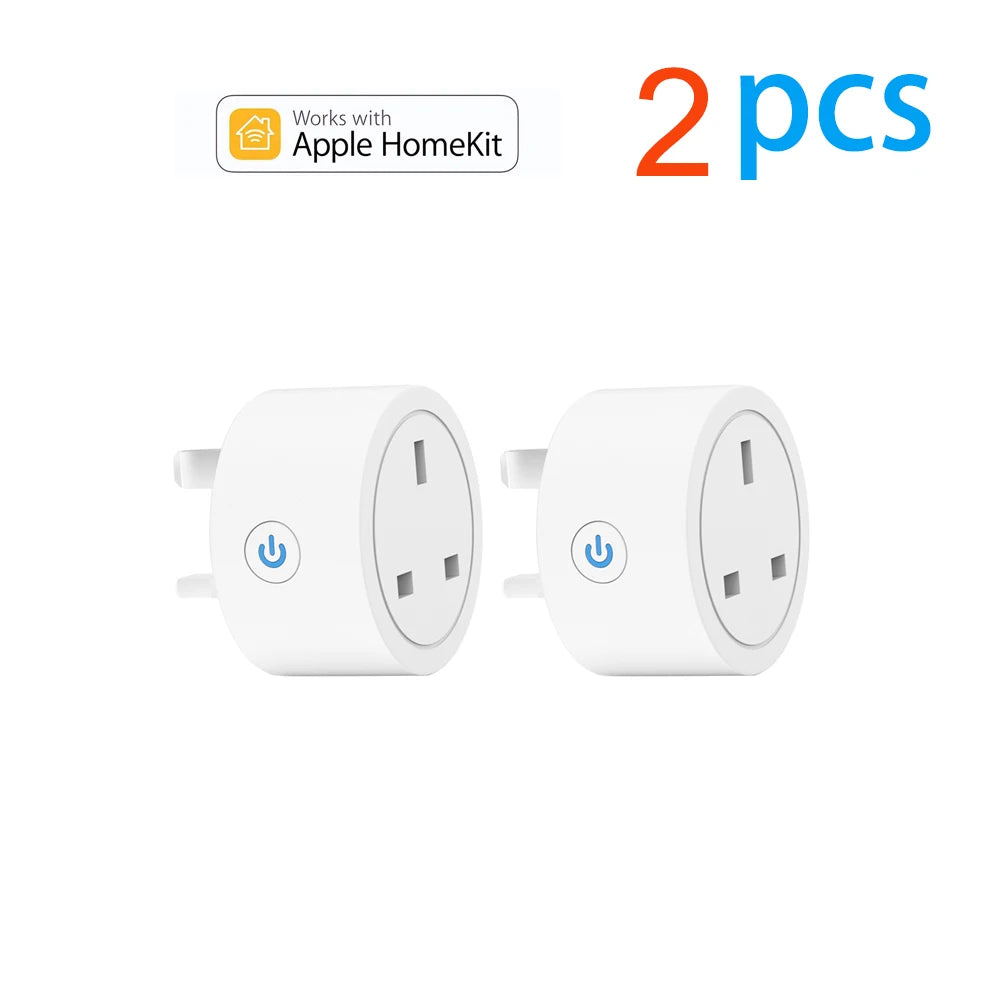2-20A Tuya Smart Socket WiFi UK Plug 3pin Adapter Home Alexa Voice Control With Energy Monitering Timer Function Power Outlet Set