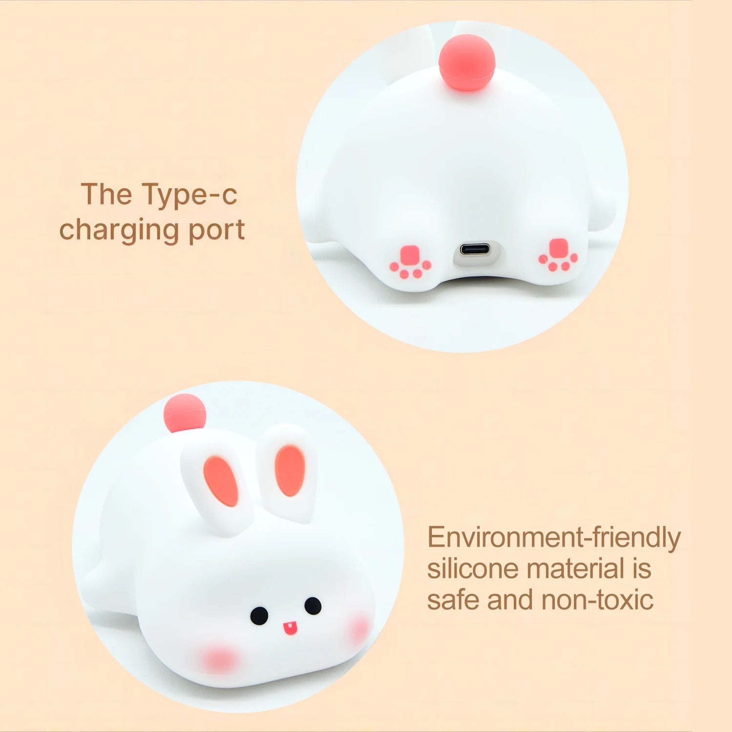 Novelty Animal Silicone Night Light Fox Rabbit Nursery Nightlight Rechargeable Timing Touch Sensor Bedside Table Lamp For Room