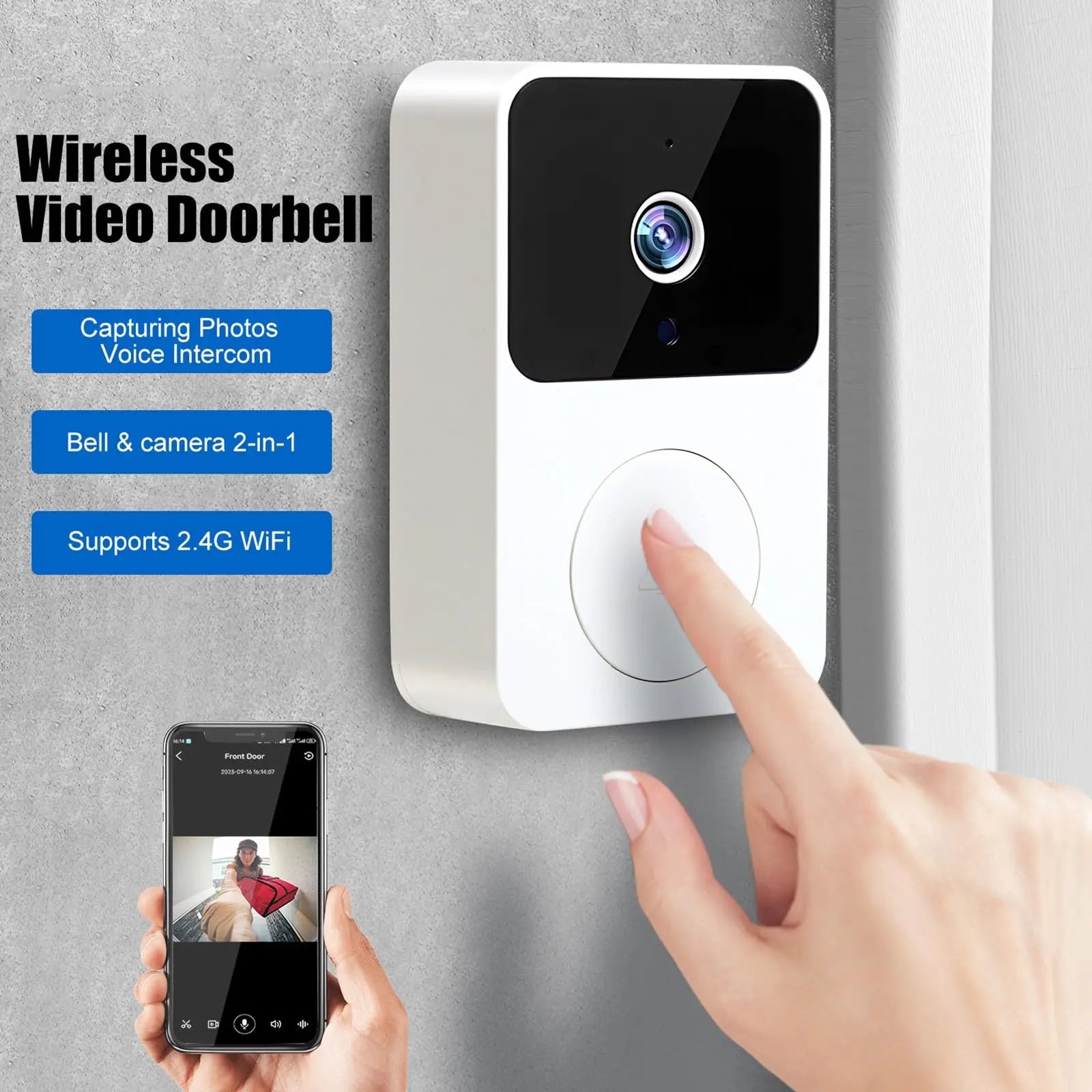 Doorbell Smart Home Door Bell Wireless Rechargeable Battery Outdoor HD Camera Two Way Audio Visual phone monitoring Doorbell