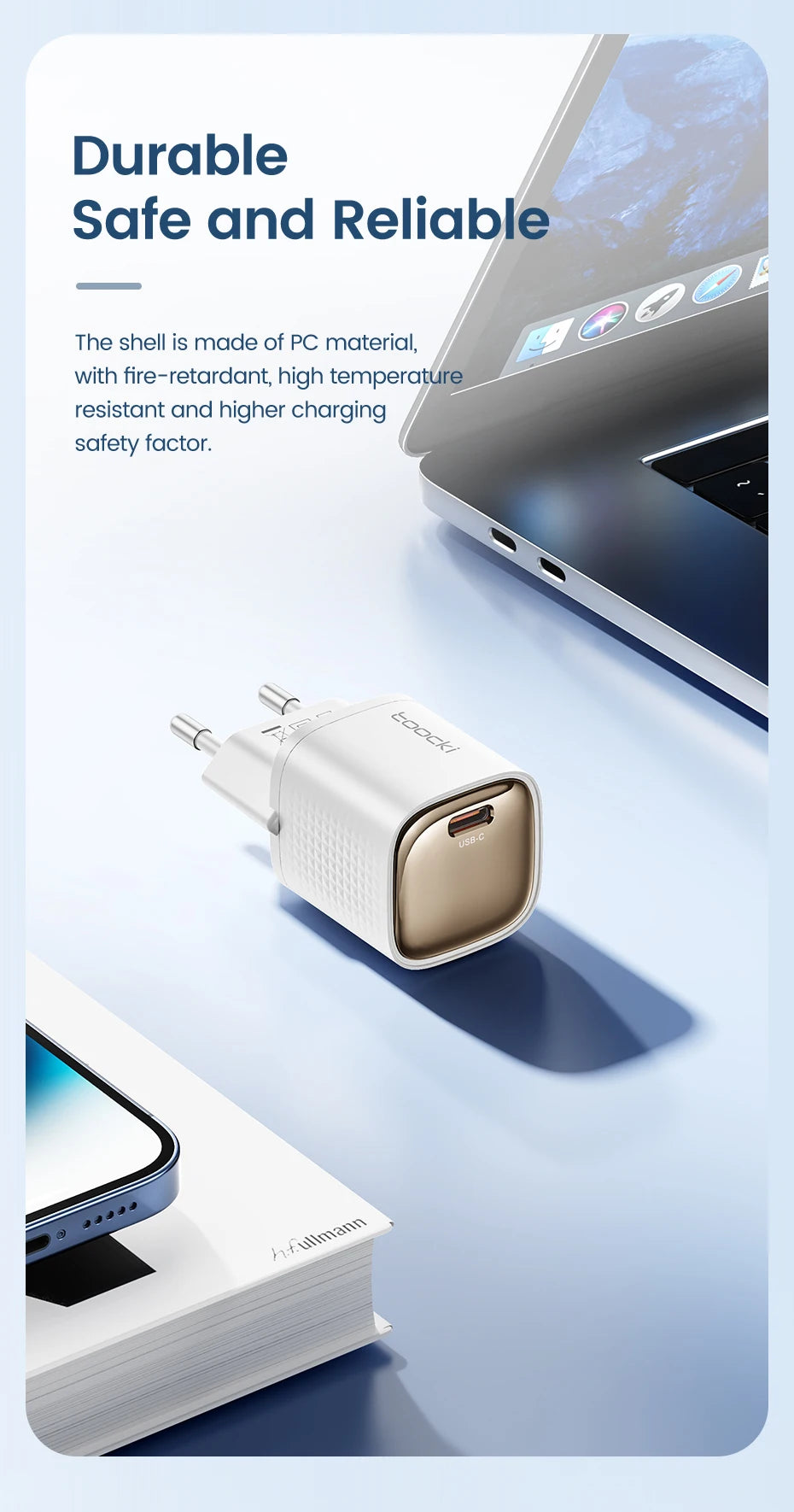 4-Toocki PD 20W USB C Charger Quick Charge QC3.0 Fast Type C Charger for iPhone 15 14 13 12 11 Pro Max iPad Portable USB C Charger