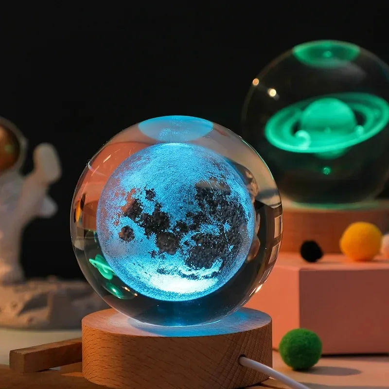 6CM Milky Way Galaxy Crystal Ball RGB Night Light Children Solar System Night Lamp Bedroom Ambient LED Light Creative Gift Decor
