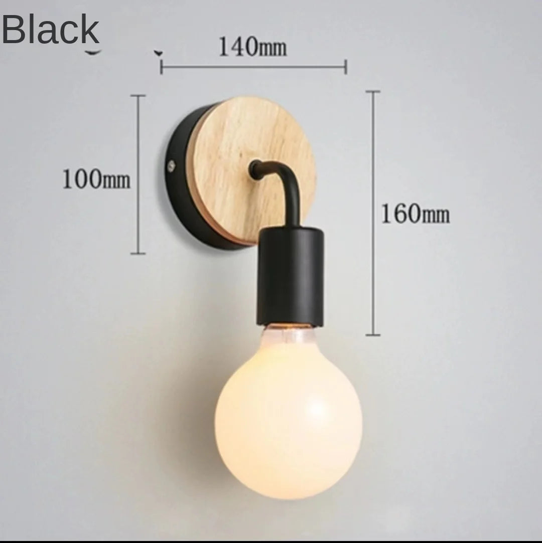 Vintage American Country Style Hemp Rope Wood Wall Light (E27, No Bulb)