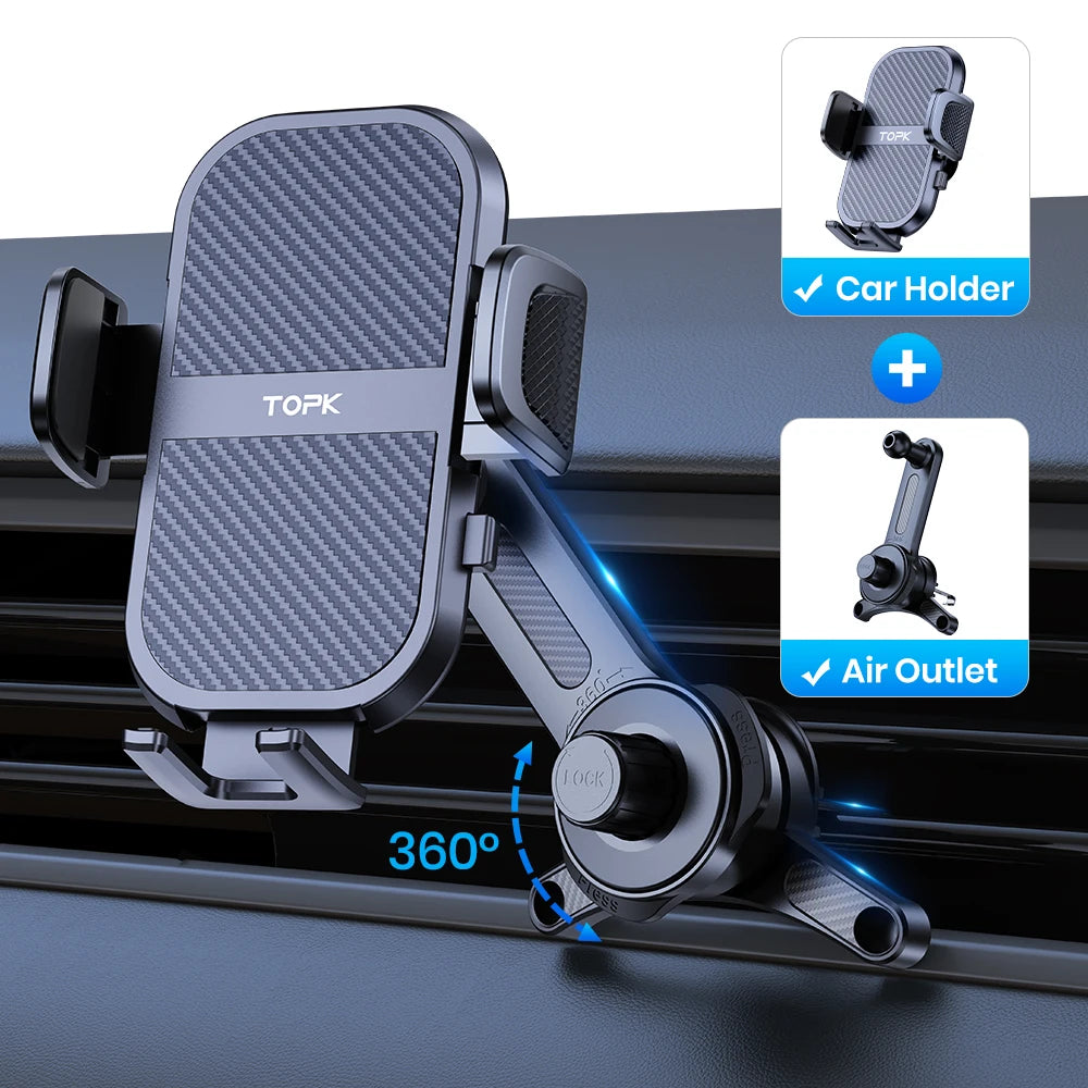 TOPK Car Phone Holder Super Stable Car Phone Mount for Car Dashboard/Windscreen/Air Vent Compatible with All Mobile Phone