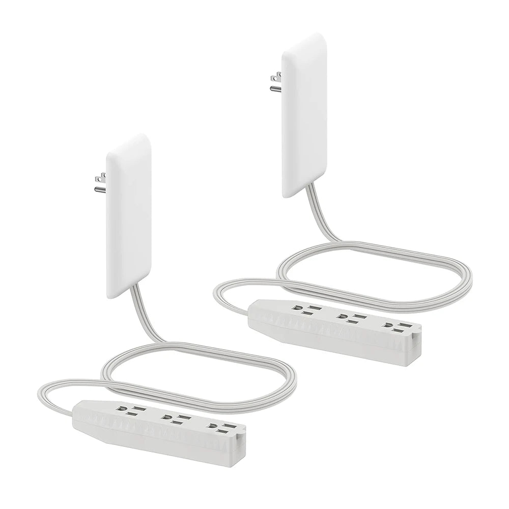 1-Flat-Face Outlet Extender with 3 Receptacles, Ultra-Thin Wall Plate Plug with Cord Extender and 3-Outlet Power Strip
