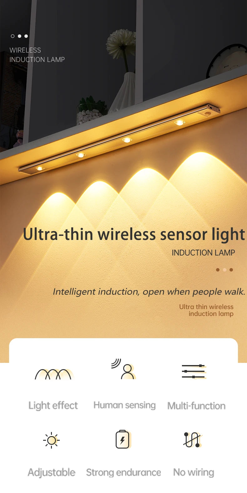 2-Motion Sensor Light LED Sensor Lamp Wireless Ultra Thin USB LED For Kitchen Cabinet Bedroom Wardrobe Indoor Lighting Night Light