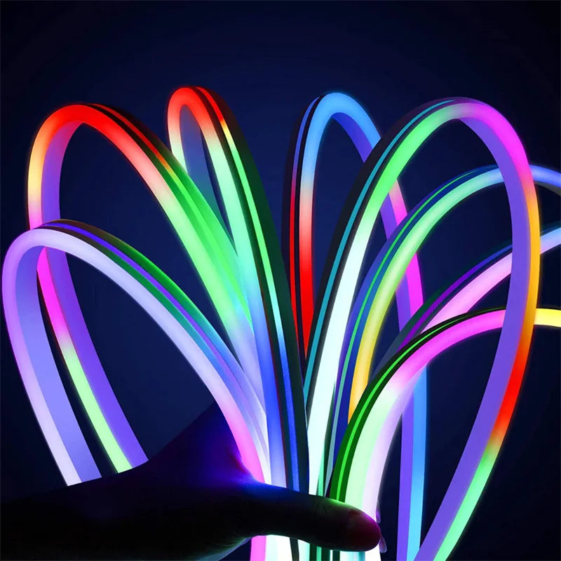 RGBIC Neon Strip Light Bluetooth Neon Led Strip Lights Smart 1M 2M 3M 5M Waterproof RGBIC Flex Ribbon Led Tape Music Sync