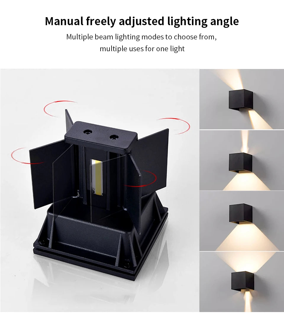 LED Modern Wall Lamp AC110V 220V 6W Cold White/Warm White Adjustable Surface Mounted Cube Led Garden Porch Light Indoor Outdoor