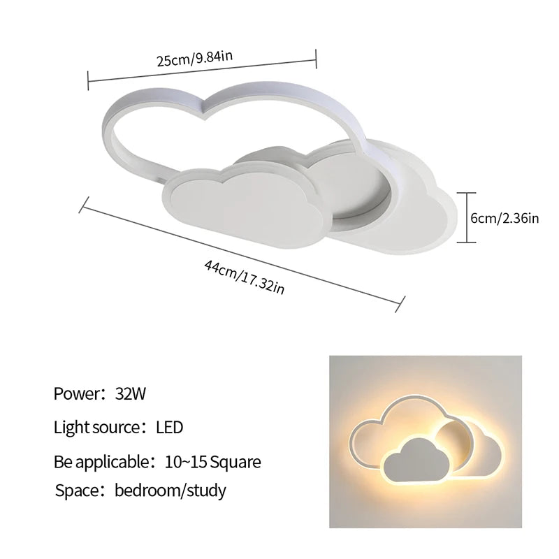 Creative Cloud LED Ceiling Light,32W LED Ceiling Lamp With Remote Control 3000-6500K For Living Room, Kitchen, Dining Room