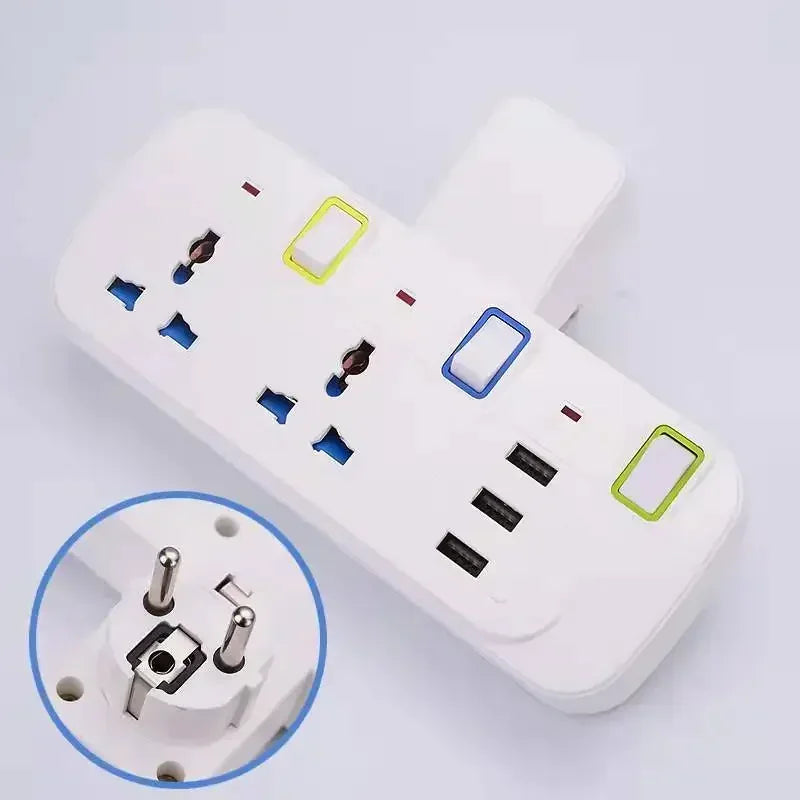 1-UK EU US Plug Multicontact Electrical Socket with 3 USB Ports Wireless Wall Power Strip Universal Outlets Converter Adapter