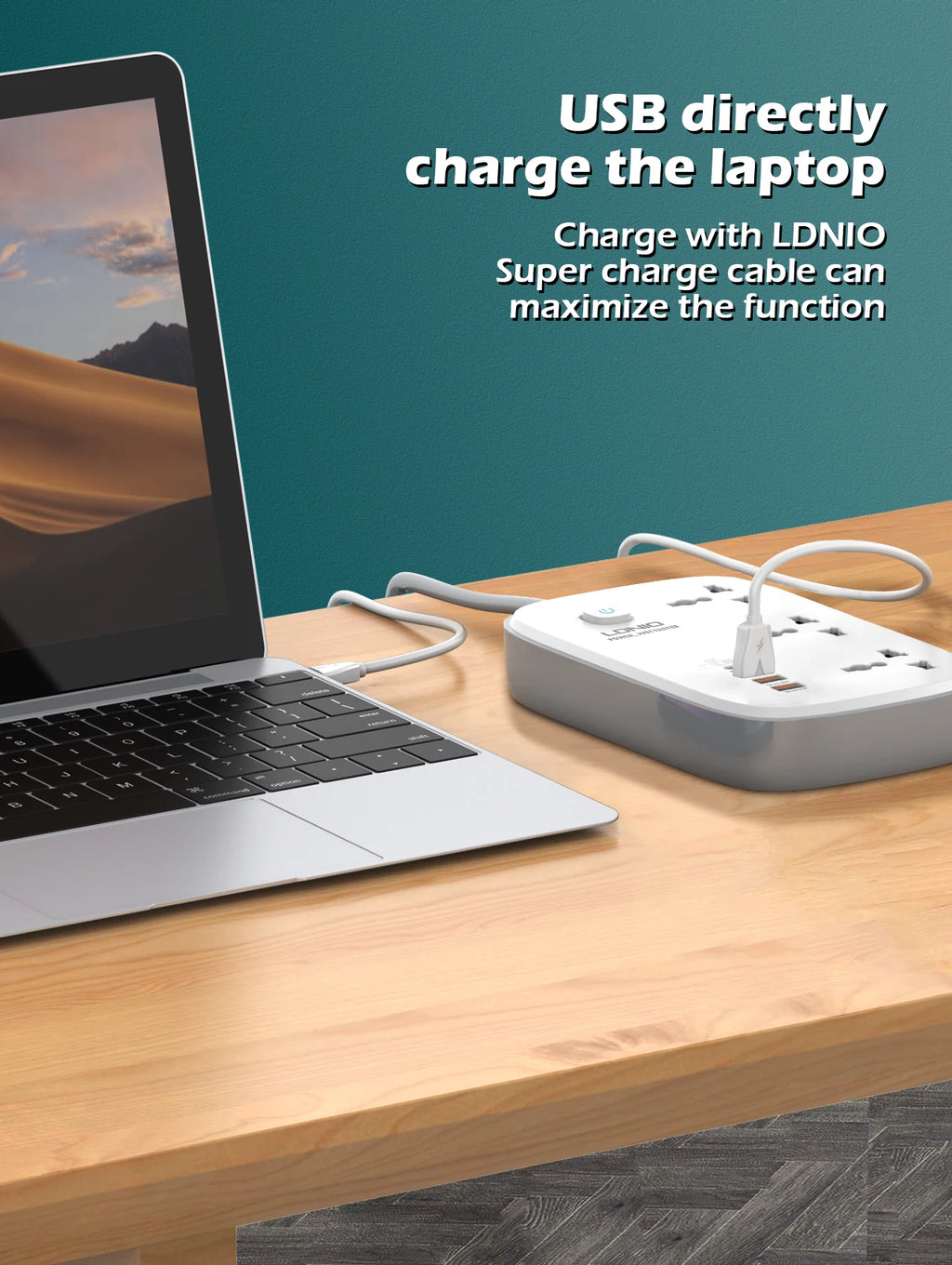 1-LDNIO 65W Power Strip with 3 Universal Outlets 4 USB Port Socket Power Socket with 2M Bold Extension Cord Surge Protector SC3416