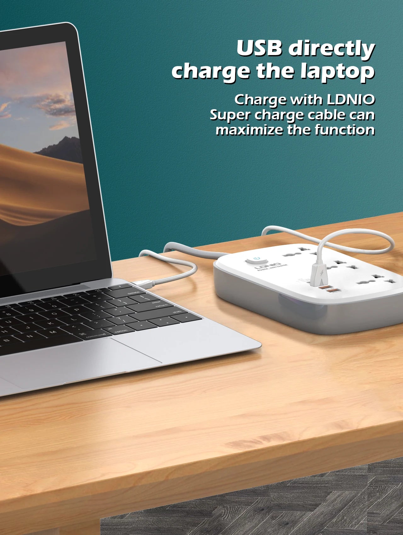 1-LDNIO 65W Power Strip with 3 Universal Outlets 4 USB Port Socket Power Socket with 2M Bold Extension Cord Surge Protector SC3416