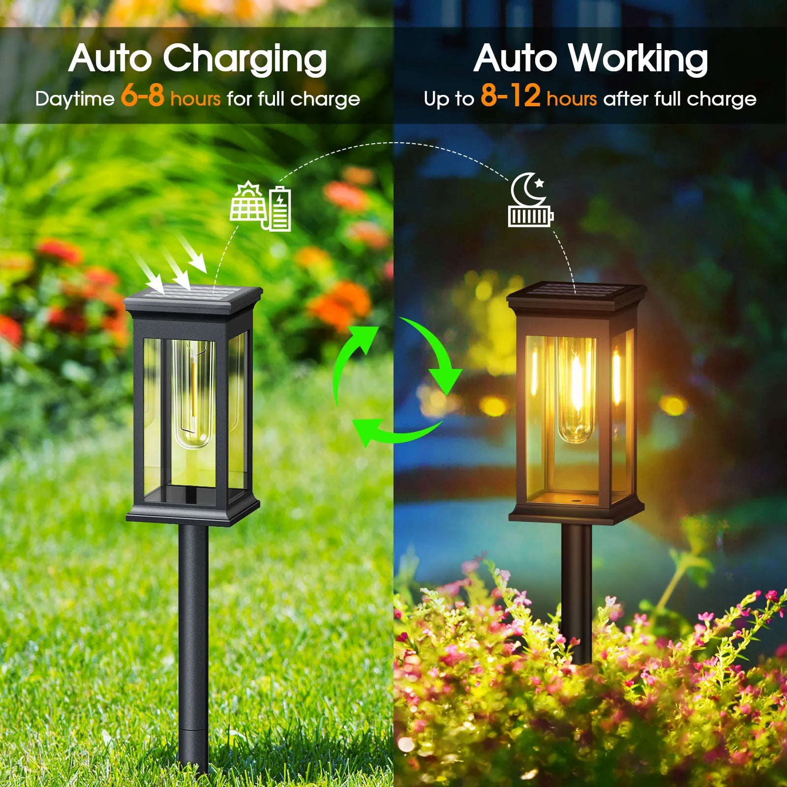 2, 6, 12 Pack Upgraded Solar Lights | 2700K Warm White | Super Bright, 12hrs for Yard, Garden, Walkway