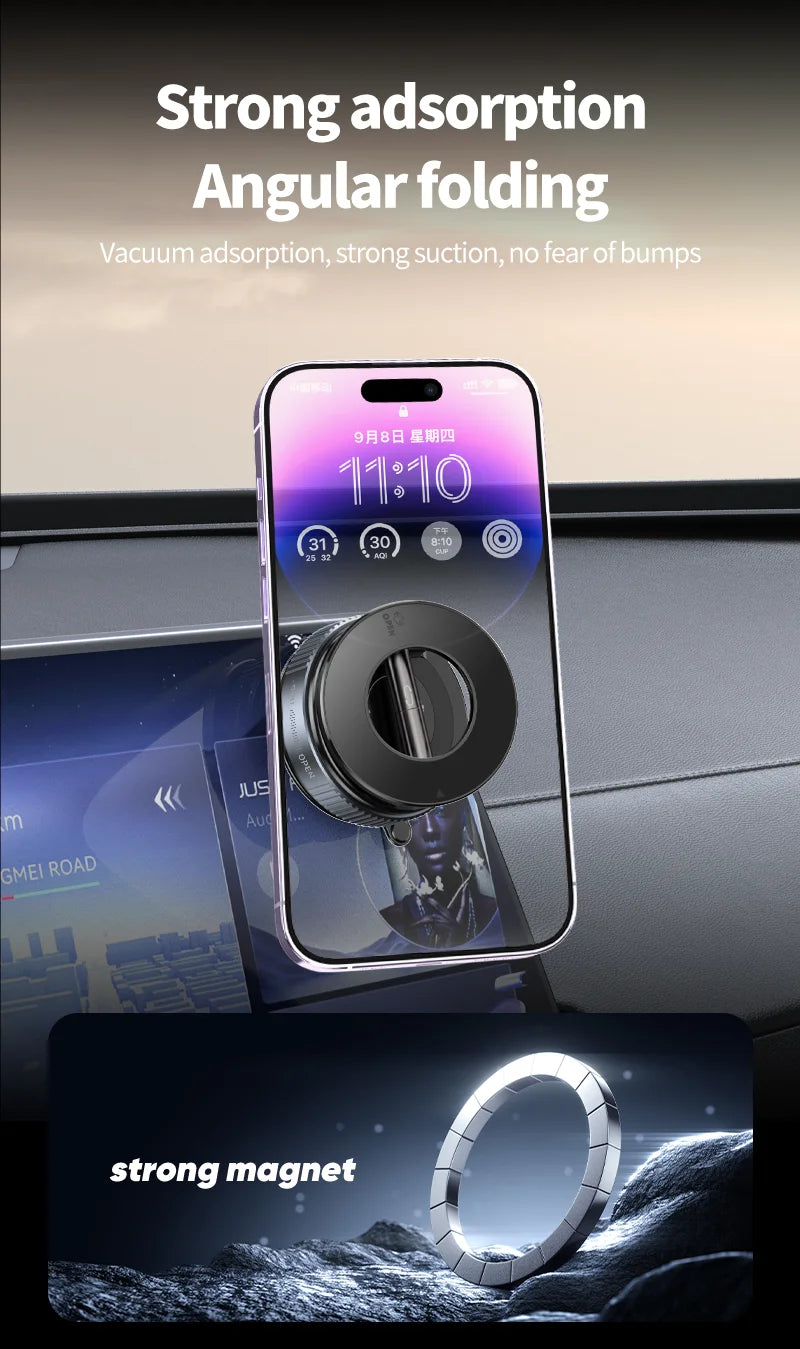 Car Mount Electric Vacuum Magnetic Holder Foldable Strong Suction Stand For Cell Phone For iphone 12 13 14 15 16 Live Streaming