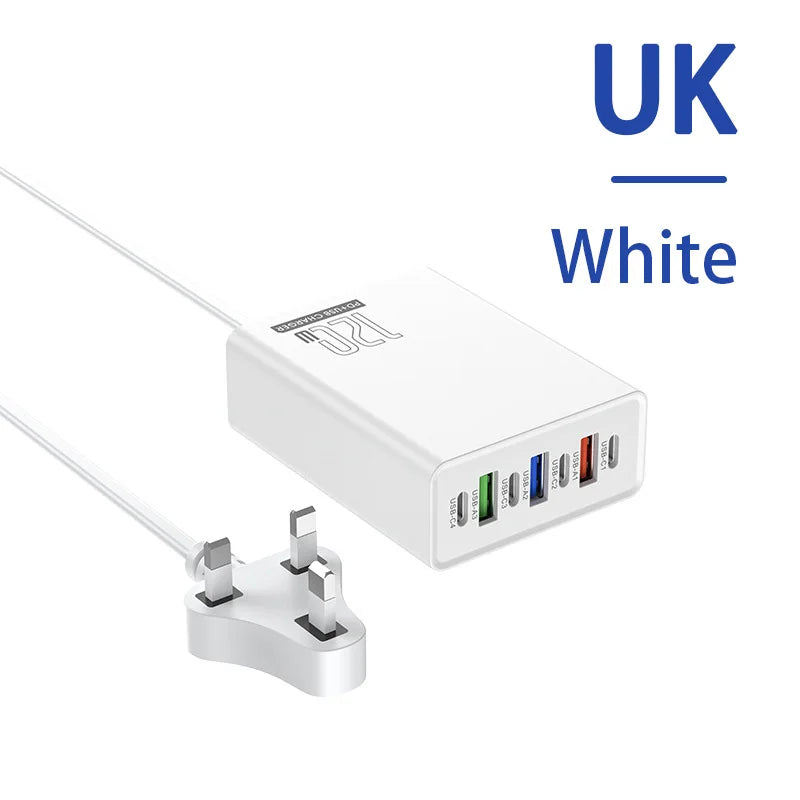 4-Xiaomi 120W Desktop Phone Charger Adapter Power Multiports USB Type-C Fast Charging EU/US/UK Plug For iPhone Xiaomi Huawei