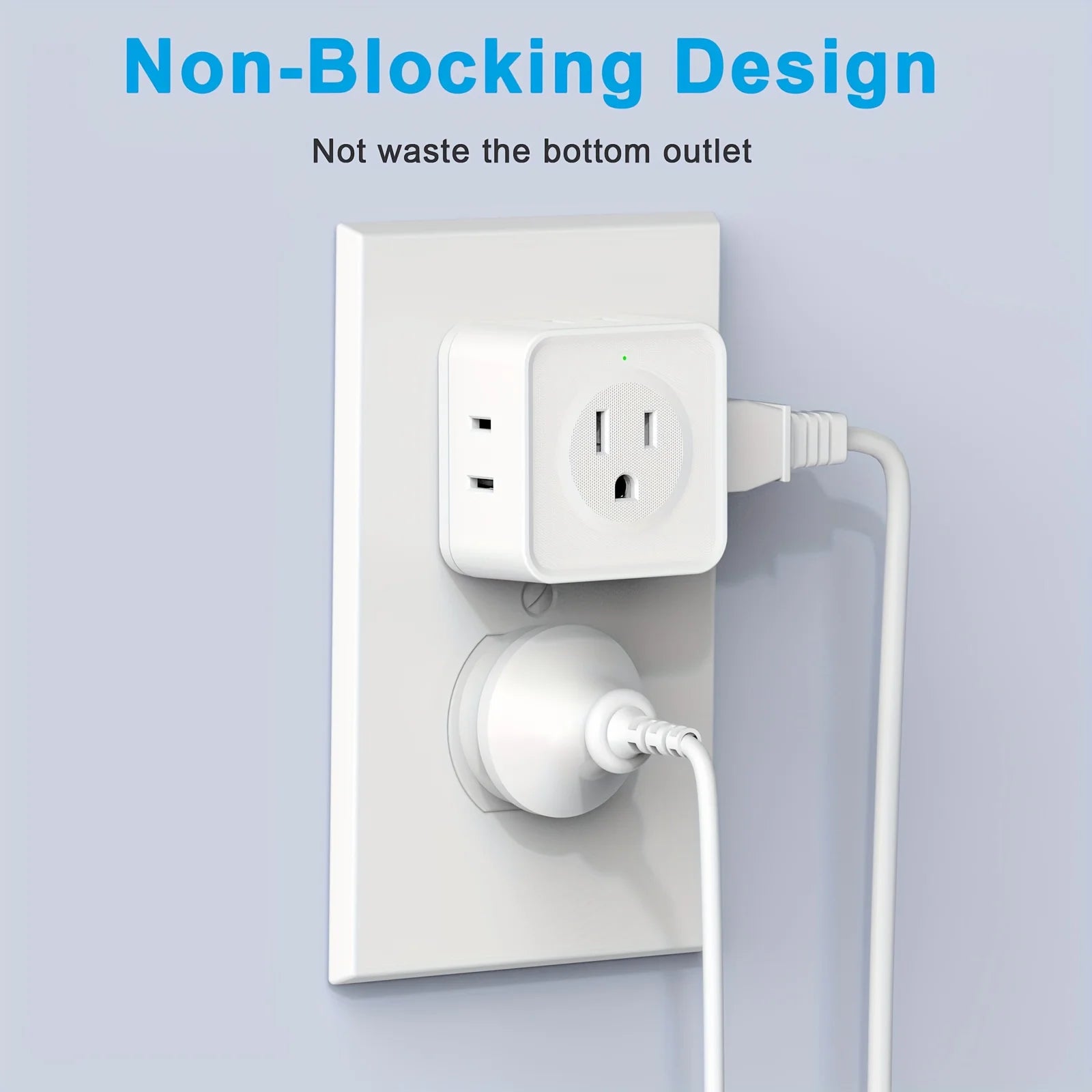 US Plug Multi Tap Universal Power Strip Wall Outlet Extender 5 AC Outlets,Small Electrical Socket Splitter Travel Home Office