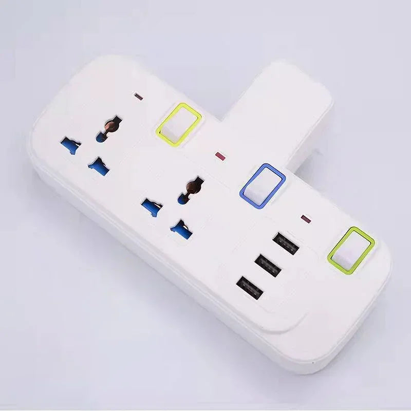 1-UK EU US Plug Multicontact Electrical Socket with 3 USB Ports Wireless Wall Power Strip Universal Outlets Converter Adapter