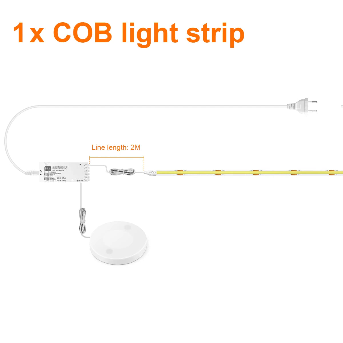 Under-Cabinet COB LED Strip Light (Touch-Sensor Dimmable)