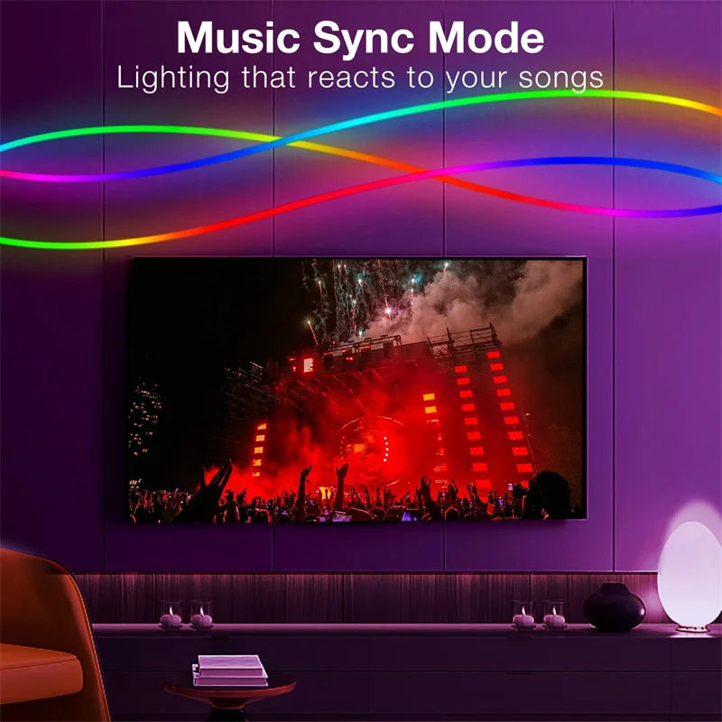 RGBIC Neon Strip Light Bluetooth Neon Led Strip Lights Smart 1M 2M 3M 5M Waterproof RGBIC Flex Ribbon Led Tape Music Sync