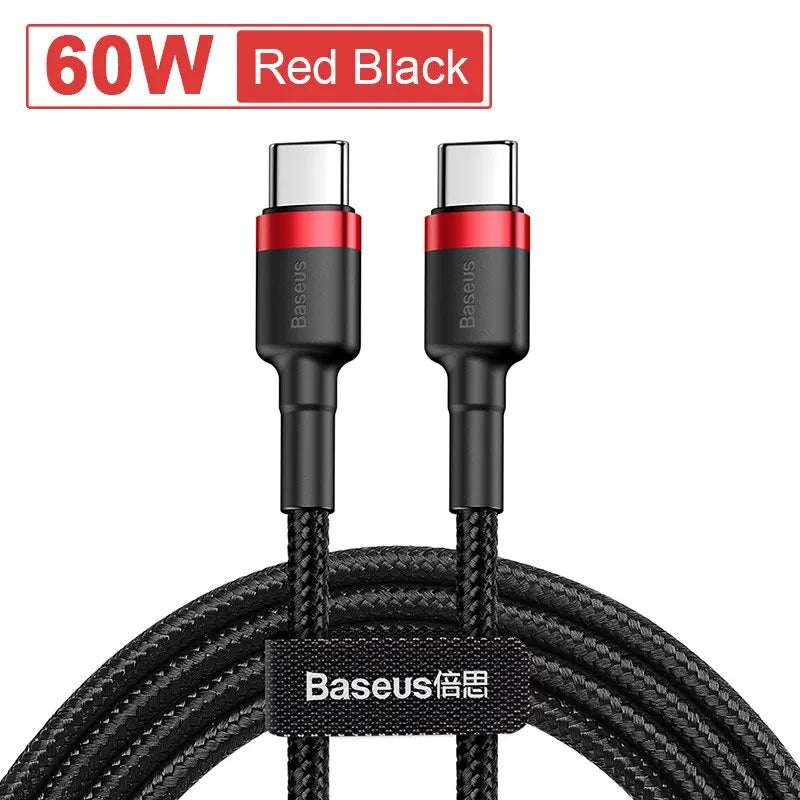 4-Baseus USB-C to USB-C 100W Fast Charging Cable – 5A PD Quick Charge for MacBook, Apple , Samsung