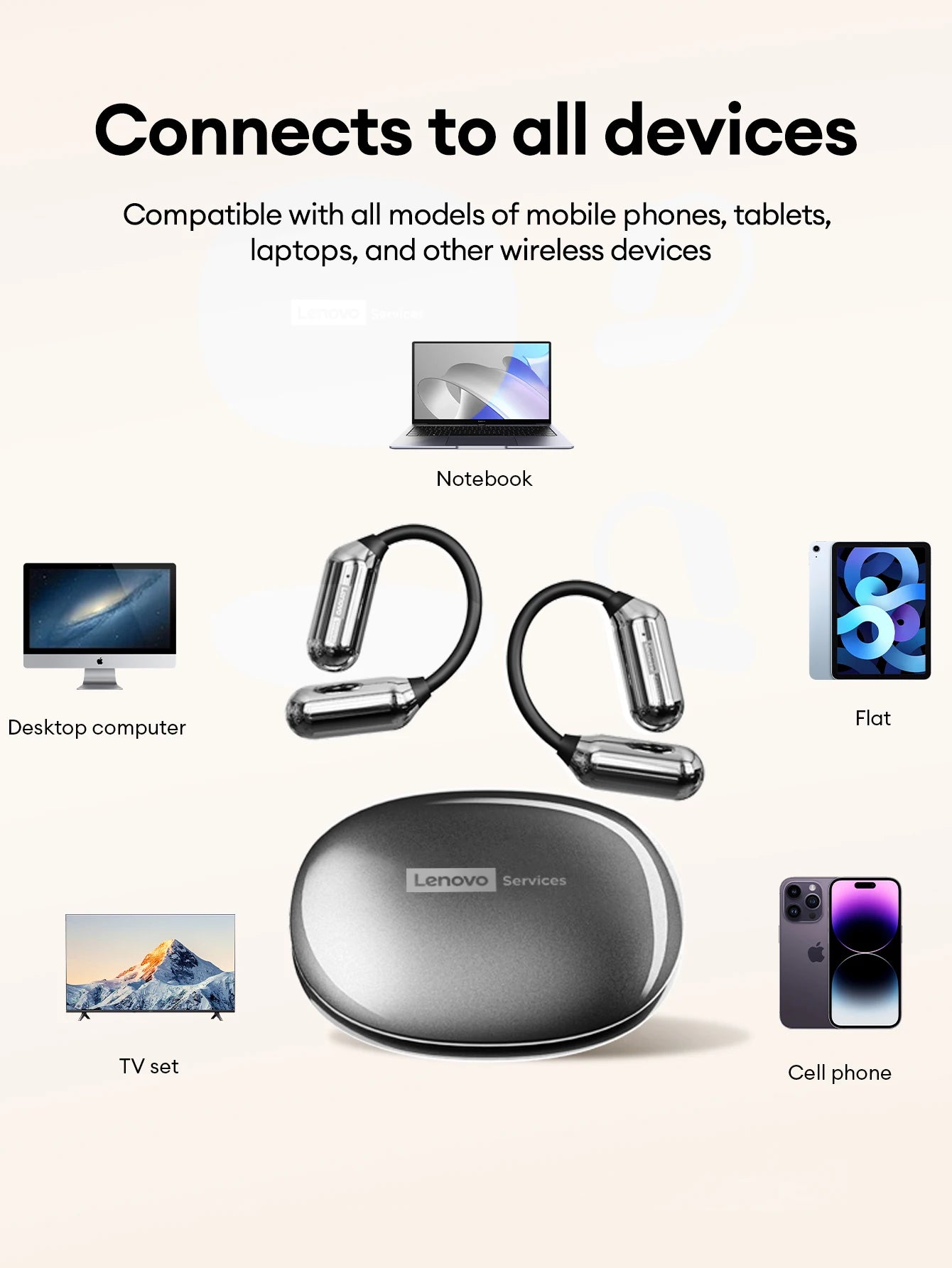 Lenovo LE503 OWS Bone Conduction Wireless 6.0 Bluetooth Headphones HD Stereo Music Game Earphones Noise Cancelling Sport Earbuds