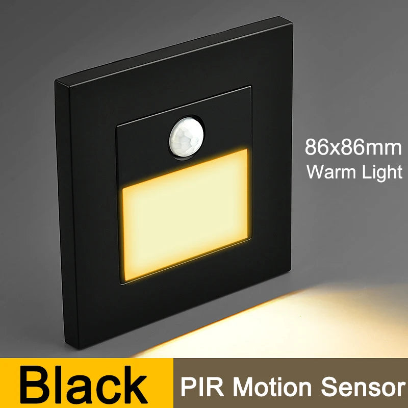 180-240V Night Light Smart Light PIR Motion Detector Sensor LED Stair Light Recessed Step Light Ladder Wall Light Kitchen Foyer