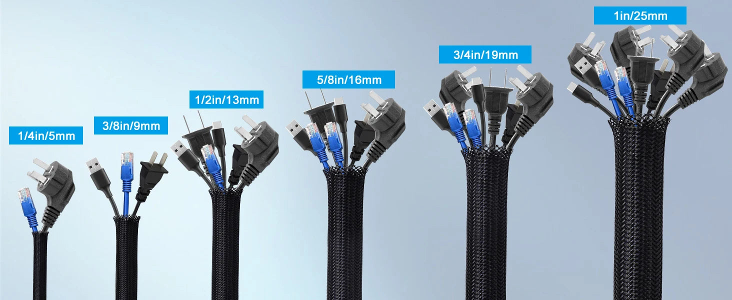 Cord Protector Wire Loom Tubing Cable Sleeve Split Sleeving for USB Cable Power Cord Audio Video Cable TV Computer Home Auto