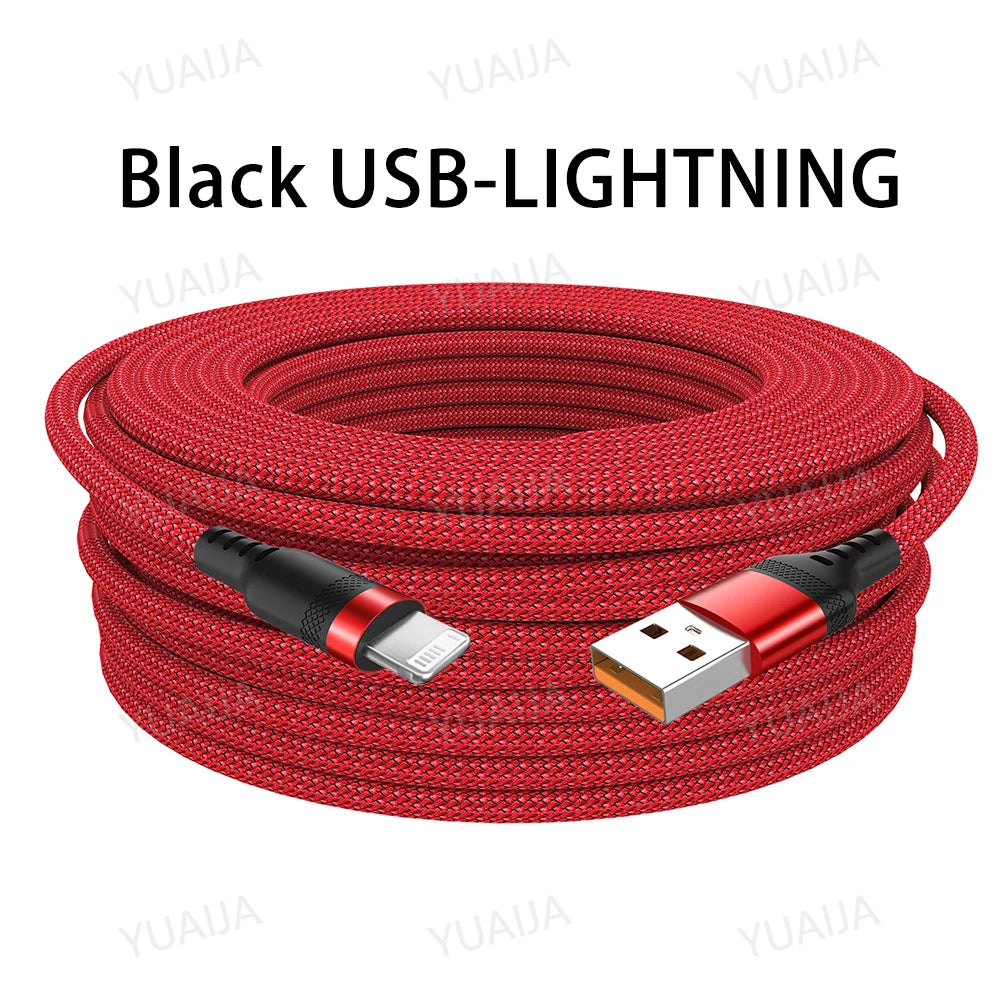 4-YUAIJA 3-in-1 Braided Fast Charging & Data Sync Cable – Lightning / Type-C / Micro USB (6A Max)