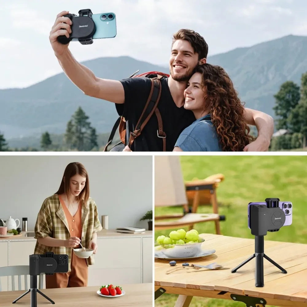1-Smartphone Selfie Handle Phone Camera Snap Grip with Detachable Shutter Remote for iPhone 16/15/14 Vlog Video Shoot Accessory