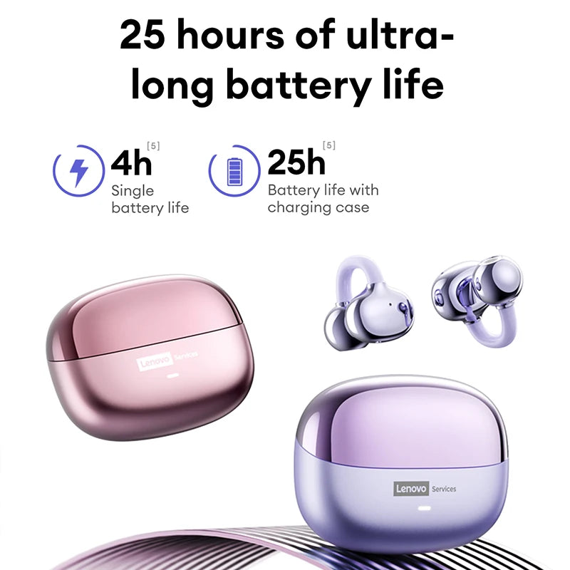 Original Lenovo LE302 Wireless Headphones Ear Clip Bluetooth 6.0 Earphones HIFI Stereo Music Call Game Noise Cancelling Earbuds