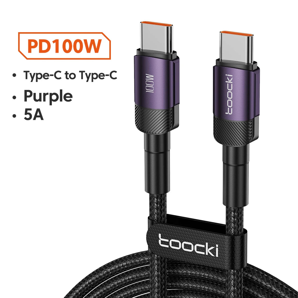 4-Toocki USB-C to USB-C 100W Fast Charging & Data Cable – PD 3.0 / QC 4.0 | Braided Type-C Cable