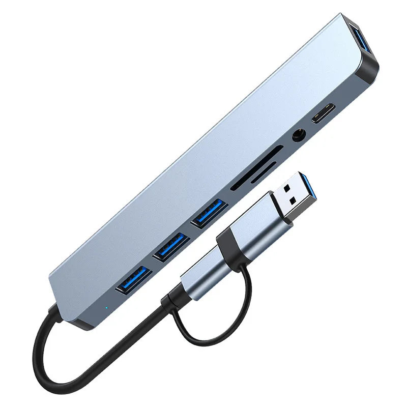 8 in 1 USB +Type C USB hub multi hub one to four Type C 3.0 splitter USB extension With For Laptop Tablet Macbook Air M1 iPad Pr