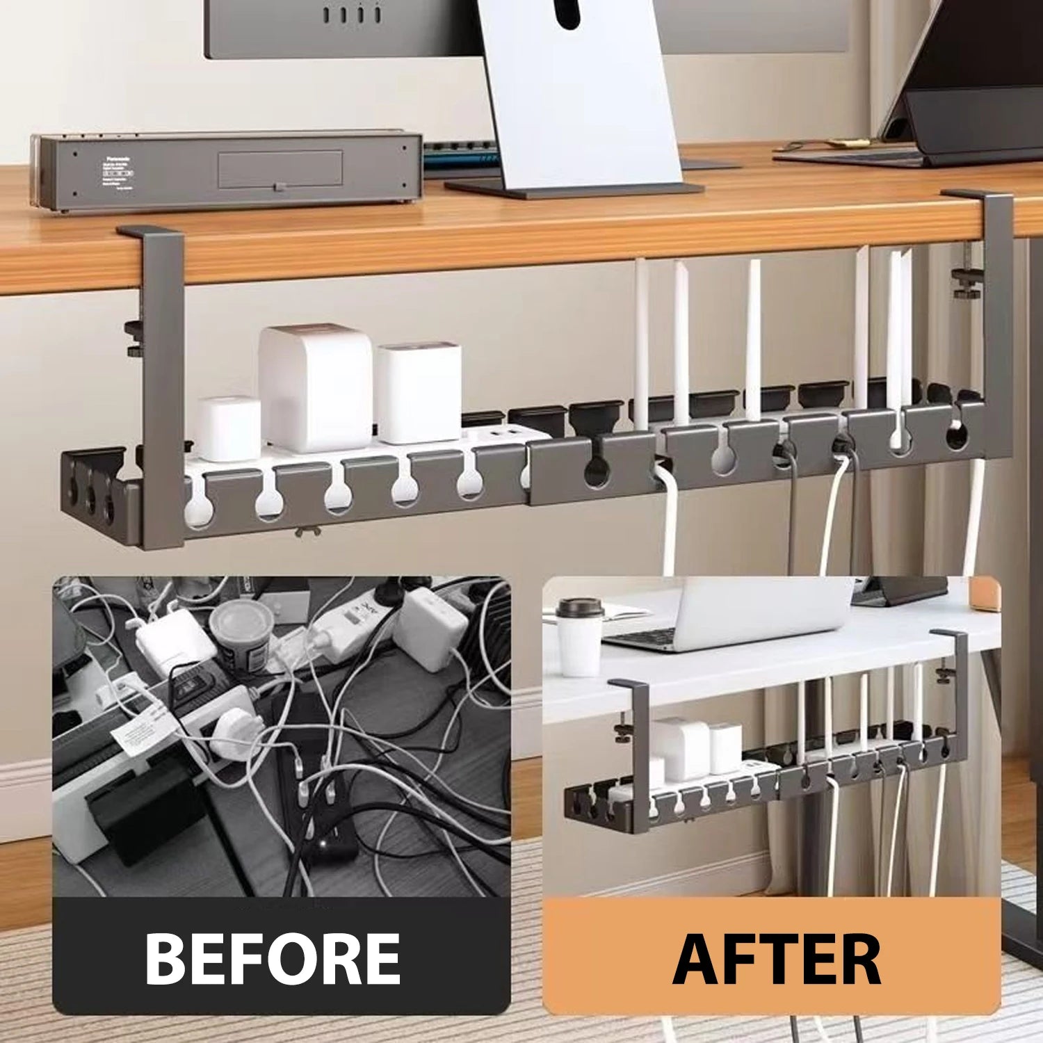Under Table Storage Rack Metal Cable Management Tray For Home Office Kitchen Desk Wire Organizers Storage Accessories
