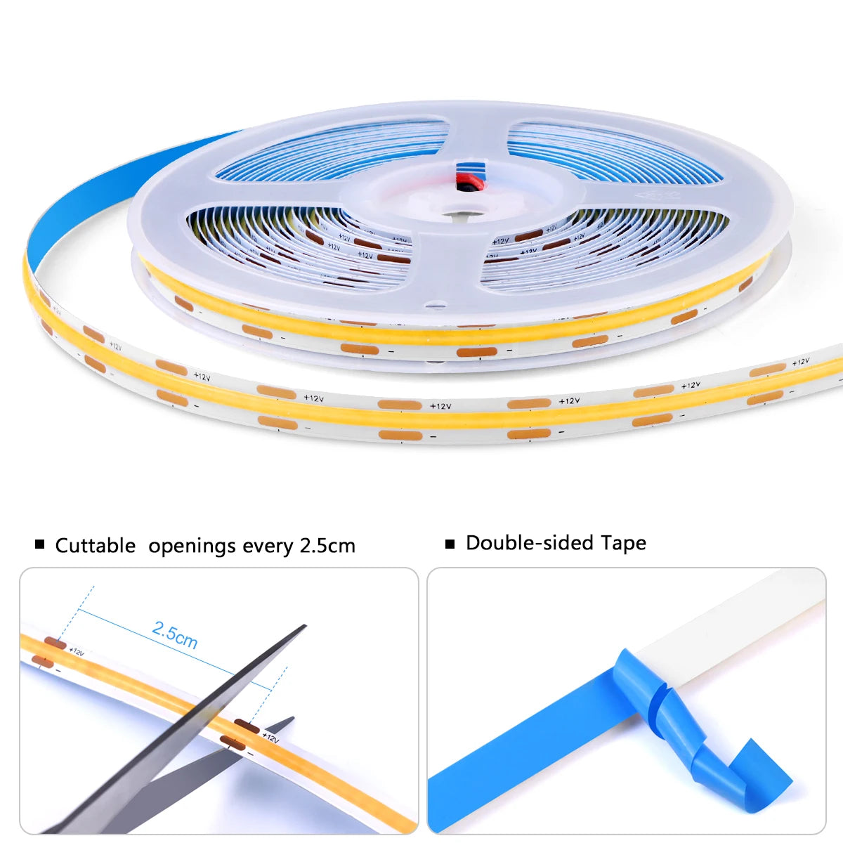 Under-Cabinet COB LED Strip Light (Touch-Sensor Dimmable)